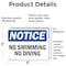 Signmission No Swimming No Diving, 5 in W x Rectangle, Vinyl Decal OS-2PACK-NS-D-35-L-14877 - alternate 2